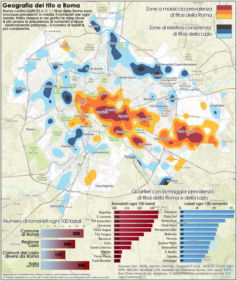 mappa del tifo a roma laziali e romanisti